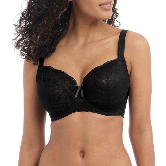 Freya Other - Freya Fancies Underwire Balcony K Cup Bra Underwear Black Lace Ribbon Size 30 J